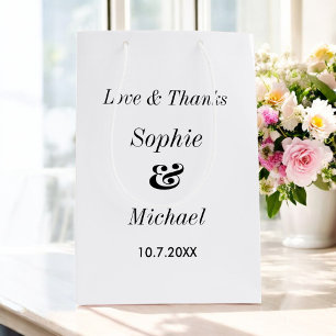 Sac Cadeau Moyen Mariage Noir Blanc Classique Simple 