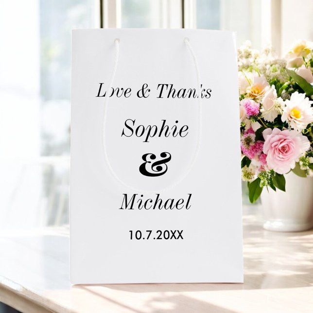 Sac Cadeau Moyen Mariage Noir Blanc Classique Simple  (Créateur téléchargé)