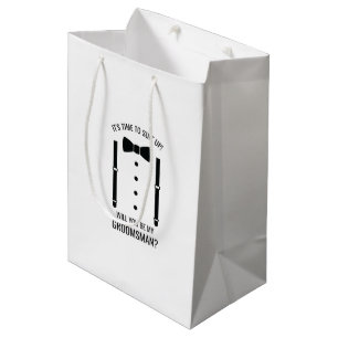 Sac Cadeau Moyen Mariage noir Bow Cravate Groomsman Proposition