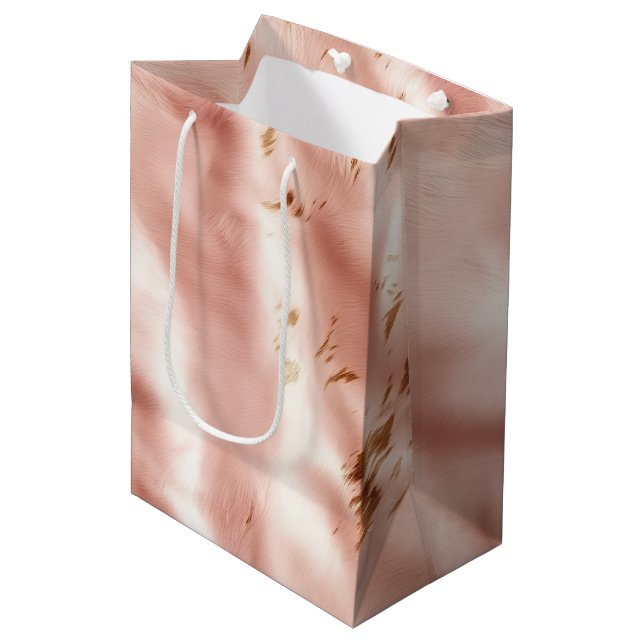 Sac Cadeau Moyen Mariage Occidental Faux Cuir de Vache Rose Blush (Devant Angle)