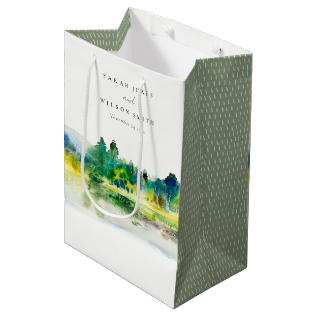 Sac Cadeau Moyen Mariage paysager Chic Campagne Mountain River (Devant Angle)