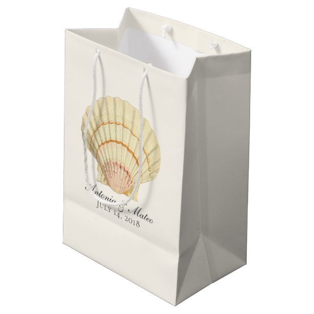 Sac Cadeau Moyen Mariage simple coquille vintage (Dos Angle)