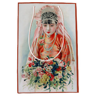 Sac Cadeau Moyen Mariée en rouge lors d'un mariage chinois à Shangh