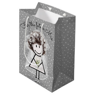 Sac Cadeau Moyen Mariée Fille Bâton en Robe de Dentelle et Baskets