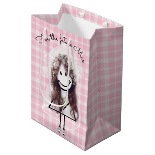 Sac Cadeau Moyen Mariée Stick Figure Fille avec Bouquet