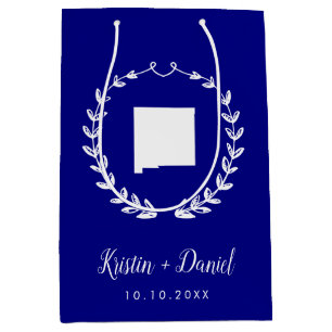 Sac Cadeau Moyen Marine Bleu Nouveau Mexique Carte Mariage Bienvenu