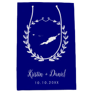 Sac Cadeau Moyen Marine Blue Anguilla Carte Mariage Bienvenue Swag