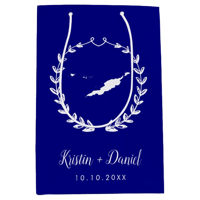Sac Cadeau Moyen Marine Blue Anguilla Carte Mariage Bienvenue Swag (Devant)