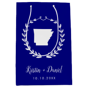 Sac Cadeau Moyen Marine Blue Arkansas Carte Mariage Bienvenue Swag