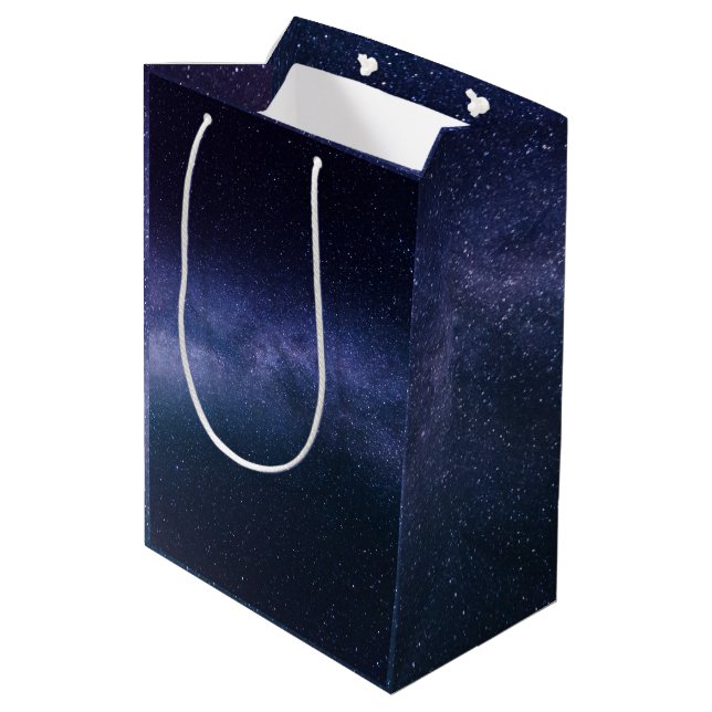 Sac Cadeau Moyen Marine Blue Galaxy Starry Night Stars Moderne (Dos Angle)