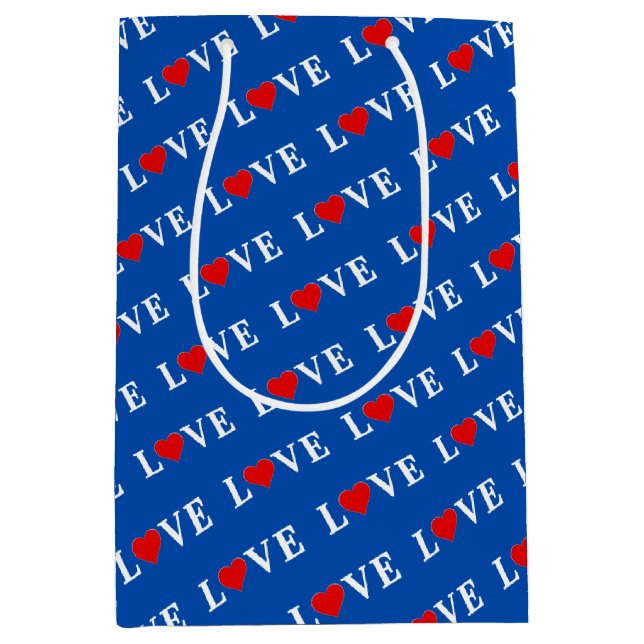 Sac Cadeau Moyen Marine Blue LOVE (Devant)