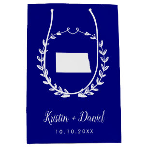 Sac Cadeau Moyen Marine Blue North Dakota Carte Mariage Bienvenue S