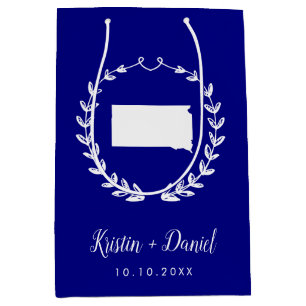 Sac Cadeau Moyen Marine Blue South Dakota Carte Mariage Bienvenue S