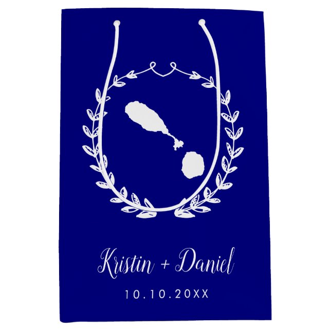 Sac Cadeau Moyen Marine Blue St Kitts et Nevis Carte Mariage Bienve (Devant)