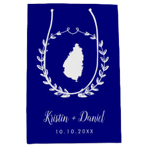Sac Cadeau Moyen Marine Blue St Lucia Carte Mariage Bienvenue Swag