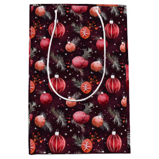 SAC CADEAU MOYEN MAROON CHRISTMAS ORNEMENTS FESTIVAUX DÉCORATION