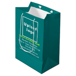 Sac Cadeau Moyen Marque d'affaires sur Turquoise vert moyen taille