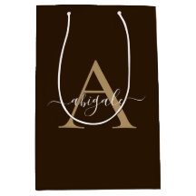Marron Chocolat Monogrammé Or | Élégance Minimalis