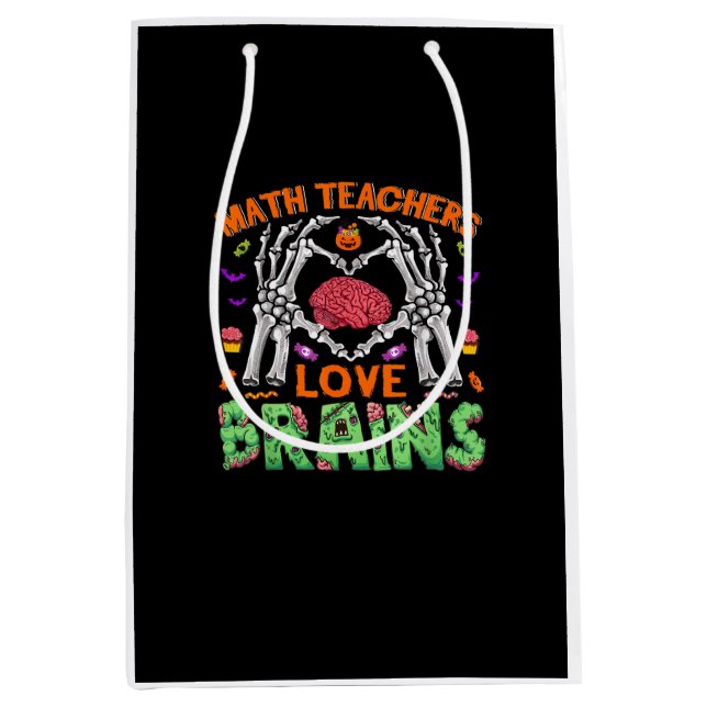 Sac Cadeau Moyen Math Cerveau Coeur Squelette Main Zombie Halloween (Devant)