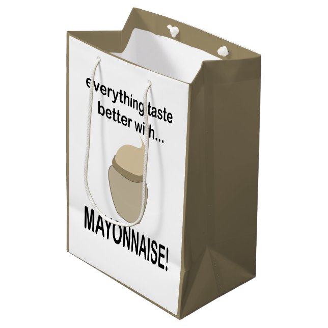 Sac Cadeau Moyen Mayonnaise Sauce Nourriture Drôle Mayonnaise (Devant Angle)