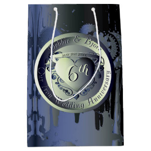 Sac Cadeau Moyen Médaille du coeur de bronze du 6e anniversaire du