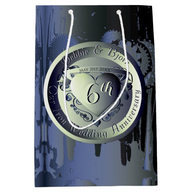 Sac Cadeau Moyen Médaille du coeur de bronze du 6e anniversaire du  (Devant)