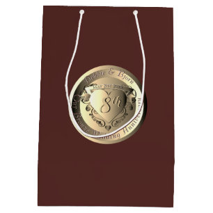 Sac Cadeau Moyen Médaille du coeur de bronze du 8e anniversaire du 