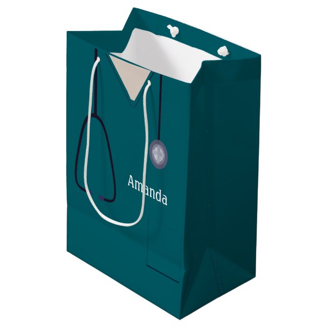 Sac Cadeau Moyen Médicale Scruts MGB Turquoise (Devant Angle)