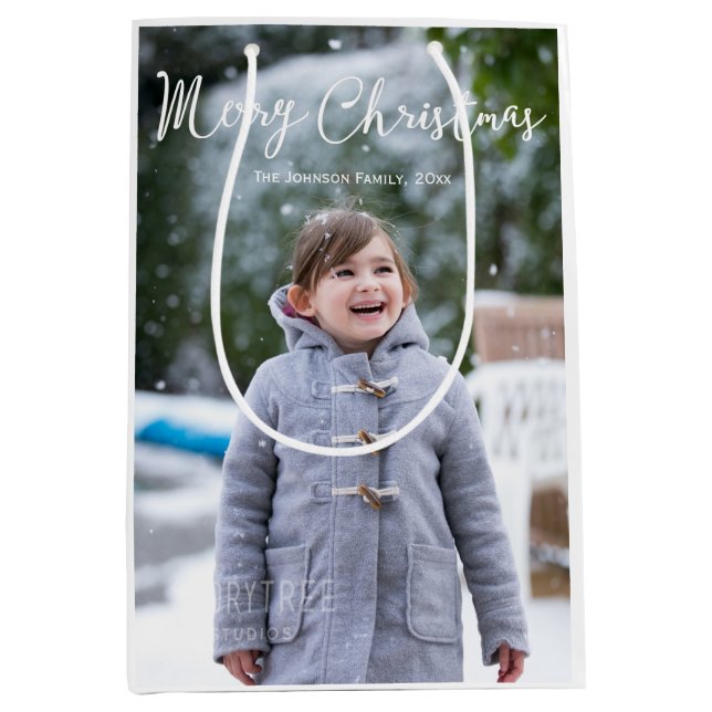 Sac Cadeau Moyen Meduim Snoyer Photo Noël Voeux Cadeaux (Devant)