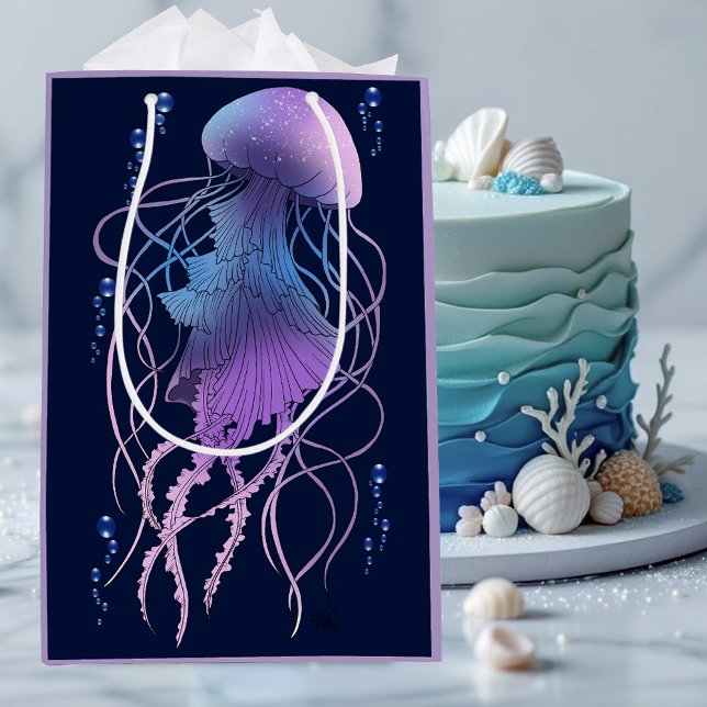 Sac Cadeau Moyen Méduse Éthérée Violet Bleu (Créateur téléchargé)