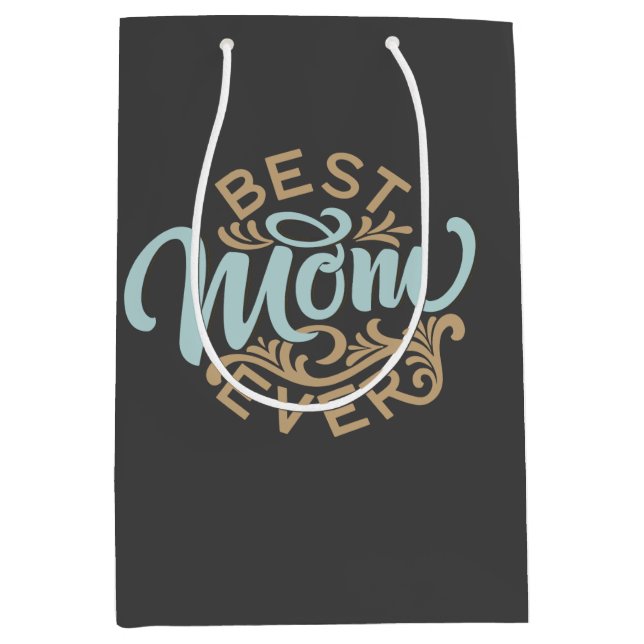 Sac Cadeau Moyen Meilleure maman jamais Word Art (Devant)