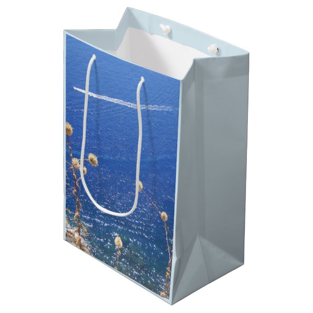 Sac Cadeau Moyen Mer bleue grecque (Devant Angle)