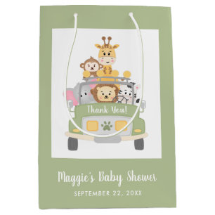 Sac Cadeau Moyen Merci de Baby shower Cute Safari