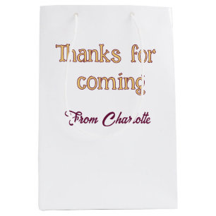 Sac Cadeau Moyen merci d'être venu nom à ajouter message texte oran