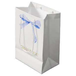 Sac Cadeau Moyen Merci Mariage à ruban bleu tendance