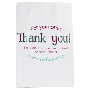 Sac Cadeau Moyen Merci pour l'achat détail de l'entreprise familial