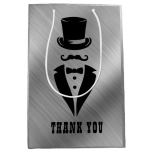 Sac Cadeau Moyen Merci Tuxedo Silver