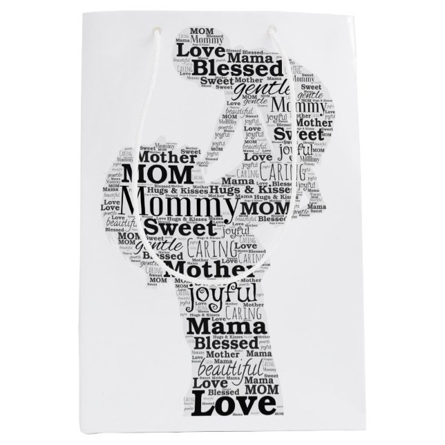 Sac Cadeau Moyen Mère Word Art (Devant)