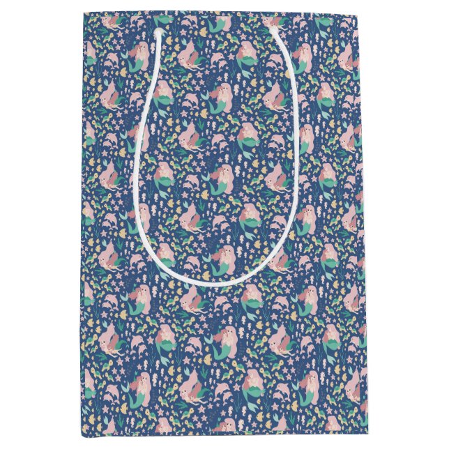 Sac Cadeau Moyen Mermaid mère fille Bonding Ocean Dark Version (Devant)