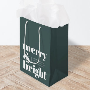 Sac Cadeau Moyen Merry and Bright   Stylish Forest Green