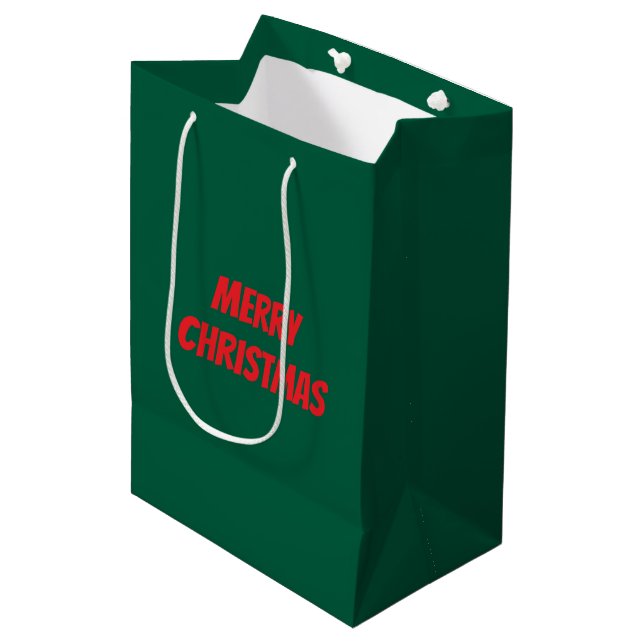 Sac Cadeau Moyen Merry Christmas elegant green &red personalized  (Devant Angle)