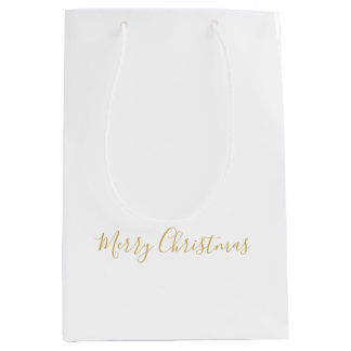 Sac Cadeau Moyen Merry Christmas in Gold, or Your Message