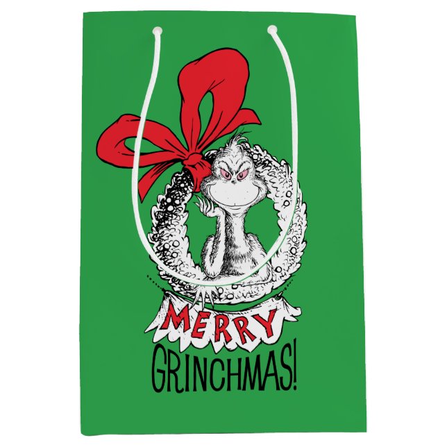 Sac Cadeau Moyen Merry Grinchmas Wreath the Grinch (Devant)