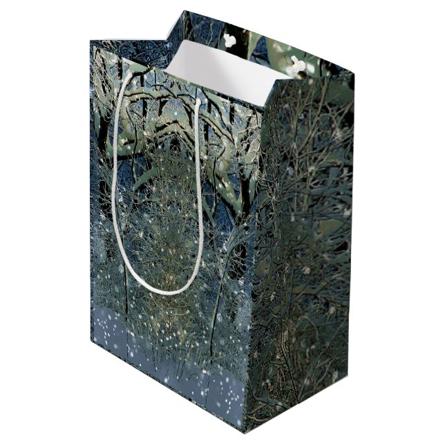 Sac Cadeau Moyen Merveilleux hiver Wonderland Forêt de neige (Dos Angle)