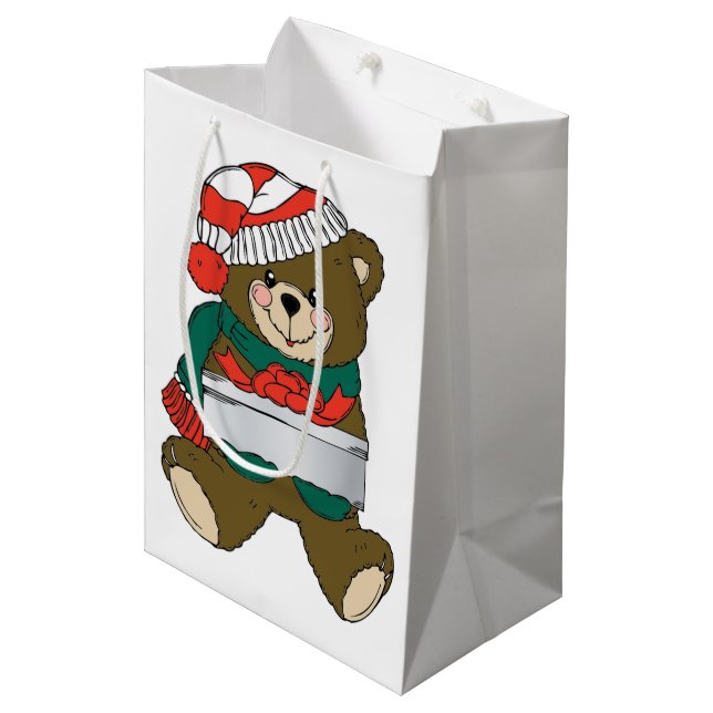 SAC CADEAU MOYEN "MERY NOËL" TEDDDY BEAR (Devant Angle)