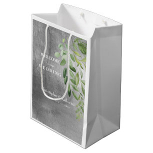 Sac Cadeau Moyen Métallic Argent Image personnalisée Mariage Bienve