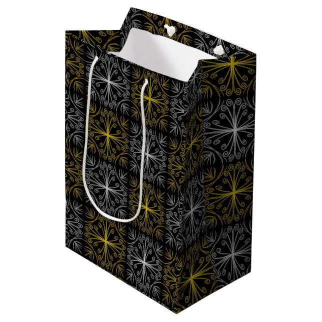 Sac Cadeau Moyen Metallic flower tile abstract (Devant Angle)