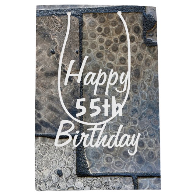 Sac Cadeau Moyen Michigan Petoskey Stone 55e anniversaire (Devant)