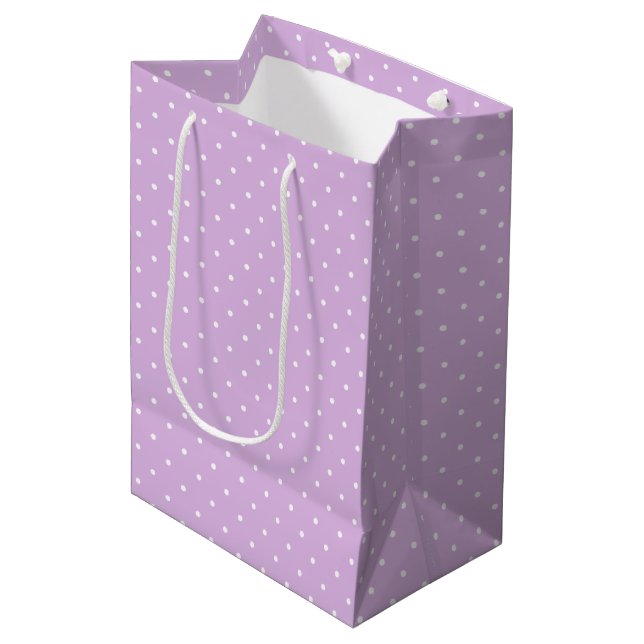 Sac Cadeau Moyen Micro pois blanc - Lilas doux (Devant Angle)