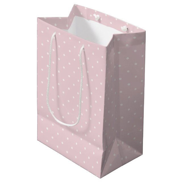 Sac Cadeau Moyen Micro pois de printemps | Douce rose pâle (Devant Angle)